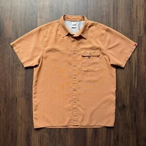 The North Face Orange Modal Button Shirt Mesh Lining Hiking Outdoors Gorpcore
